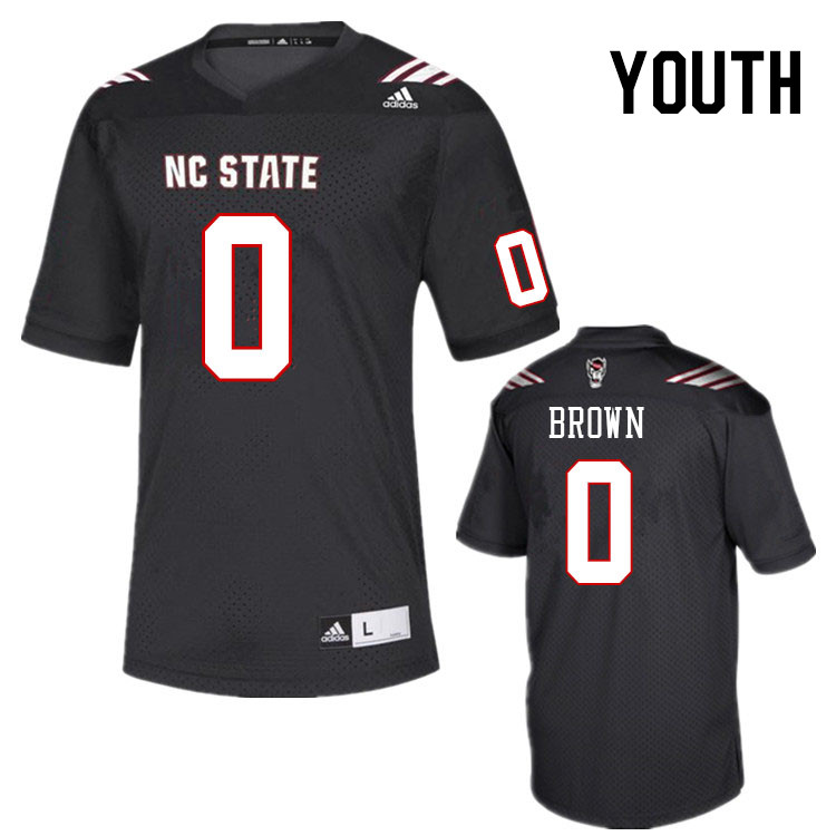 Youth #0 Sean Brown NC State Wolfpack College Football Jerseys Stitched Sale-Black